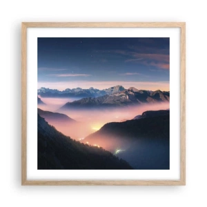 Plagát v ráme zo svetlého duba - Svetlo v údoliach - 50x50 cm