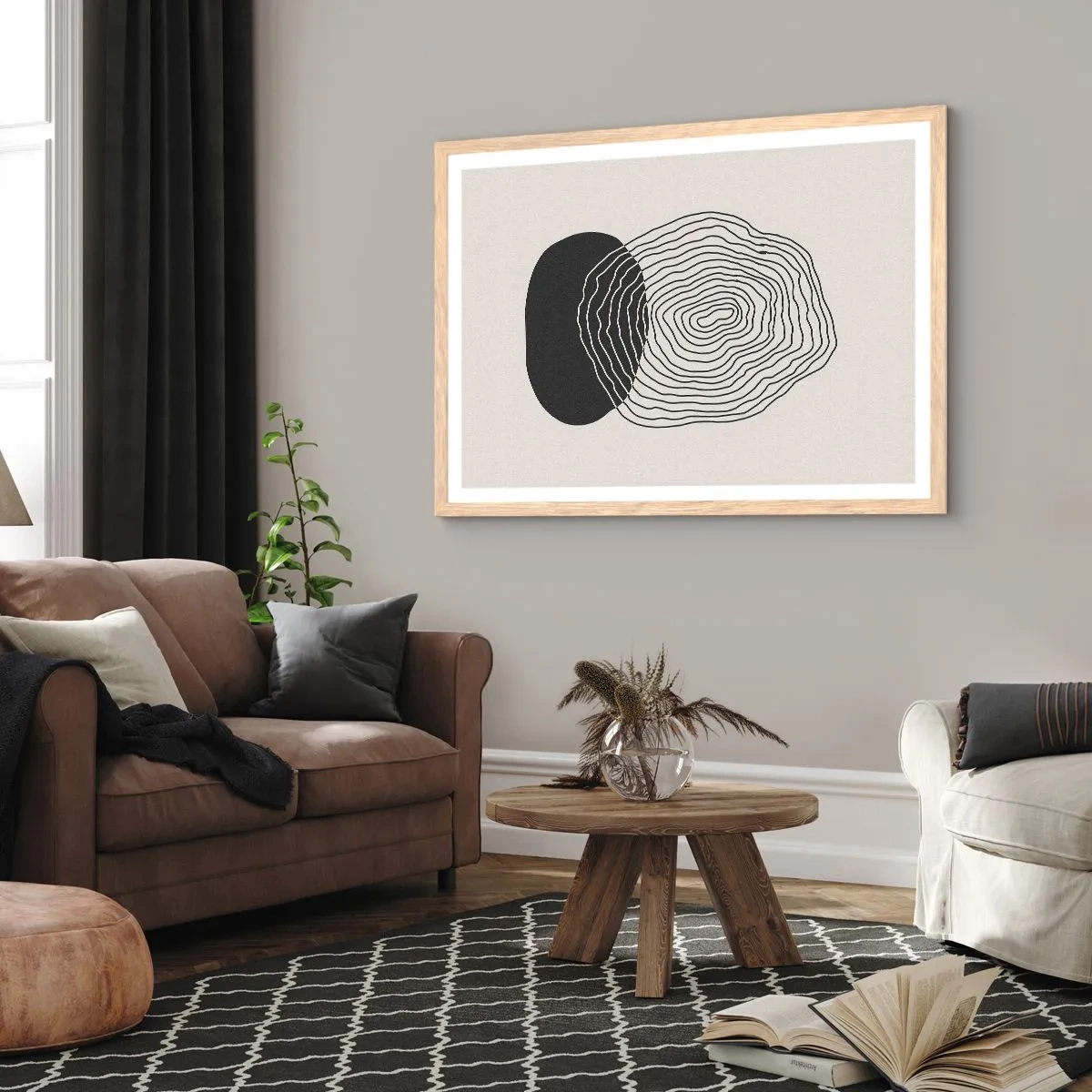 Plagát v ráme zo svetlého duba - Trvanie a kmitanie - 70x50 cm