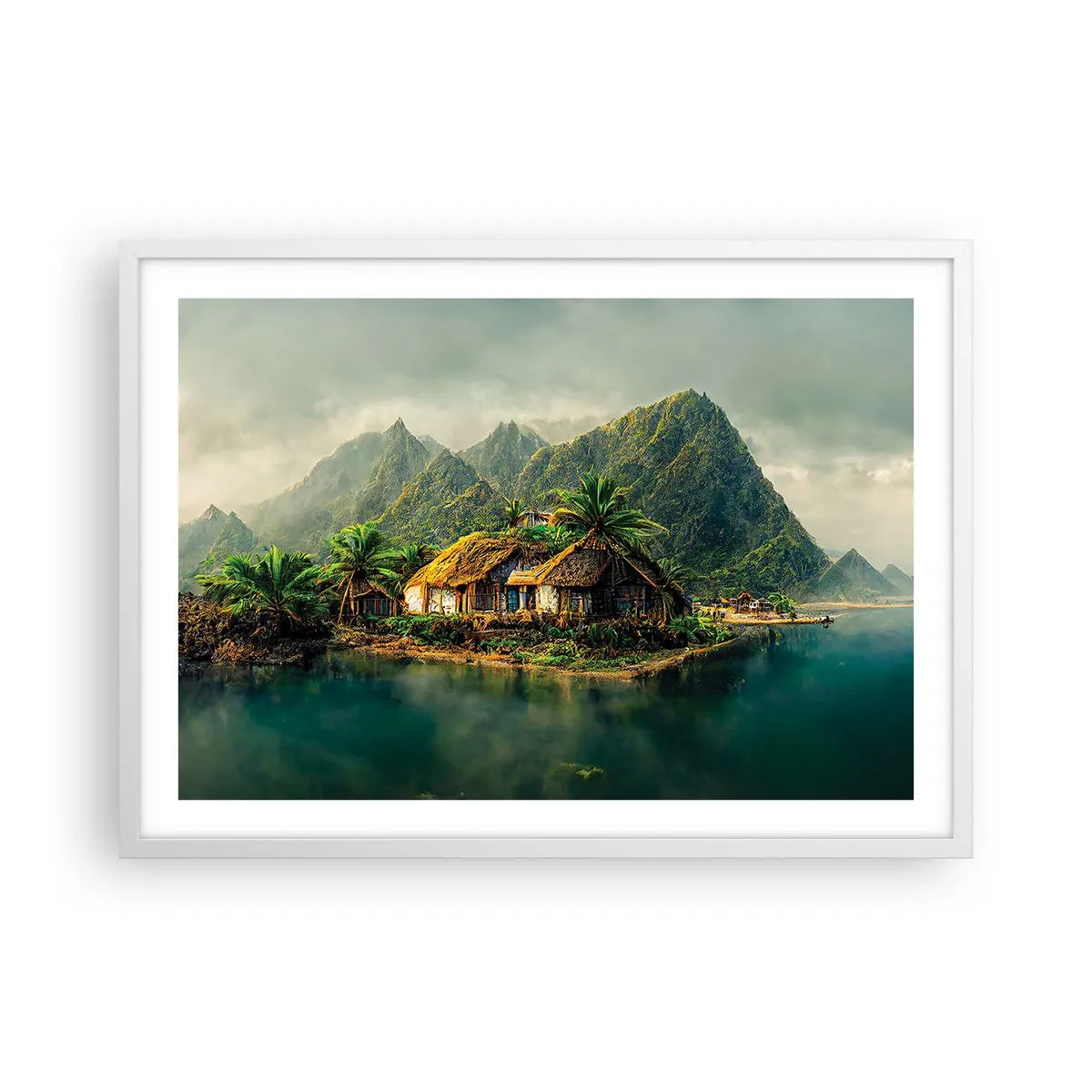 Plagát v bielom ráme - Tropický raj - 70x50 cm