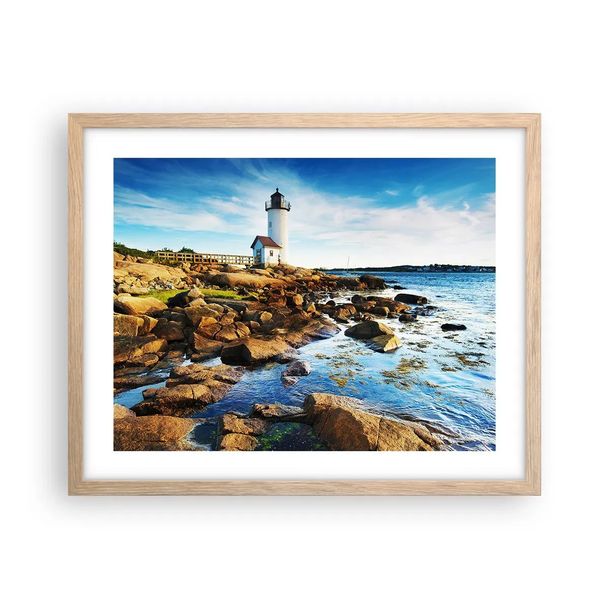 Plagát v ráme zo svetlého duba - Vráťte sa šťastne, čakám - 50x40 cm