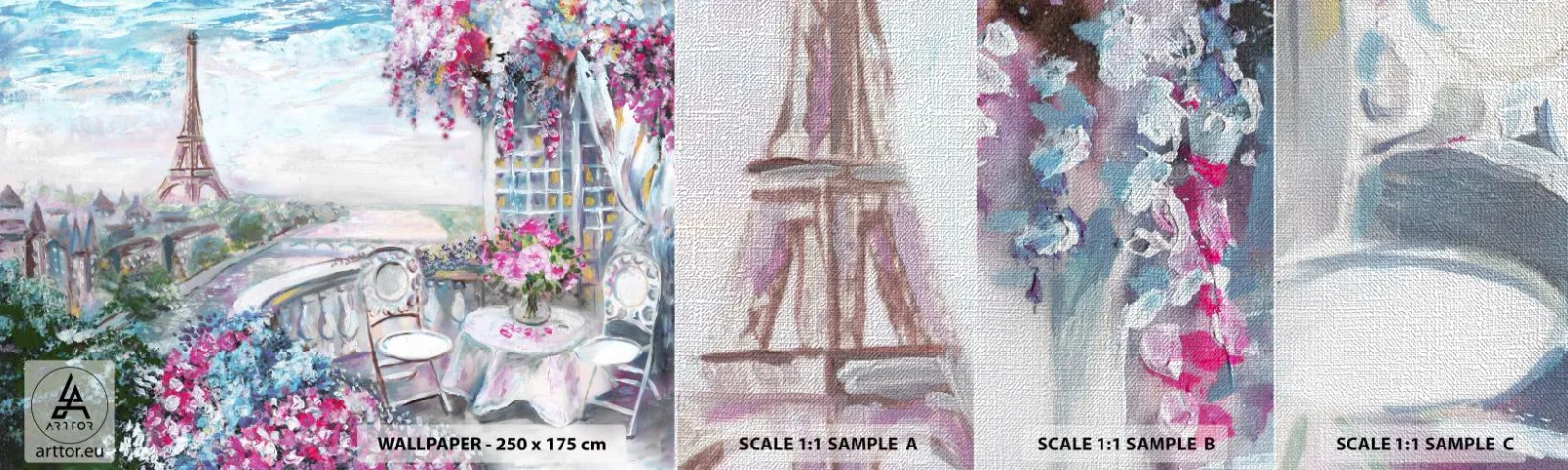 Vzorka fototapety Premium Canvas - Najkrajšie je tu v máji - Mesto, Eiffelova veža, Paríž - 100x30 cm