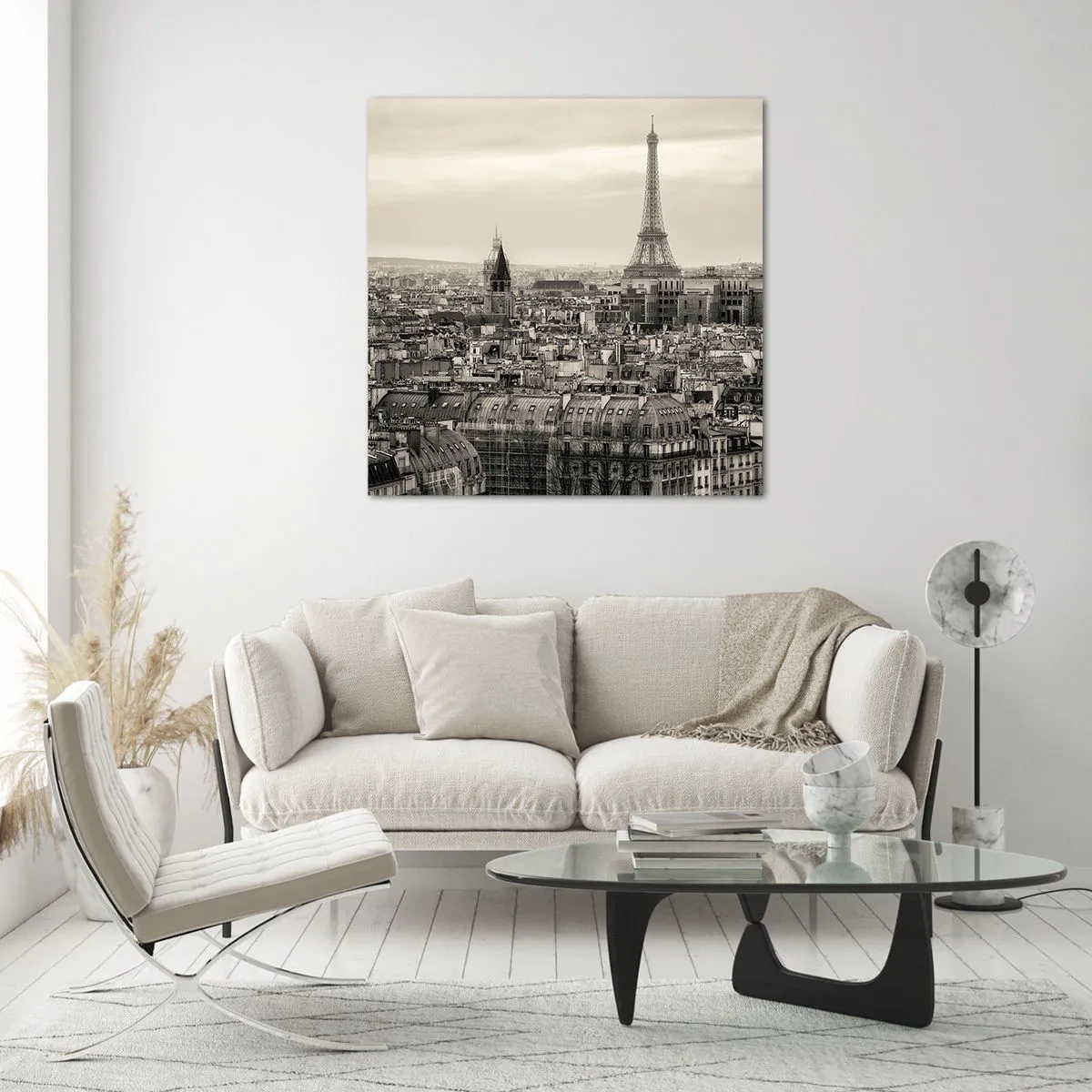 Obraz na skle - Nad strechami Paríža - 30x30 cm