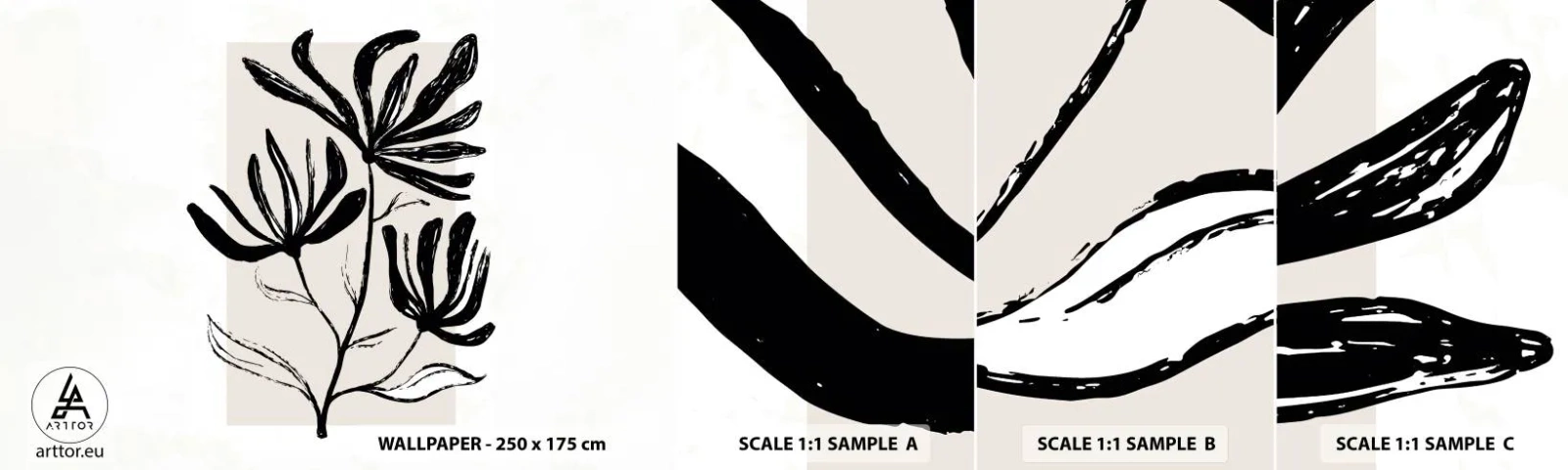 Vzorka Fototapeta Standard Eco - Náčrtok pre herbár - Kvetina, Minimalistický, Moderné - 100x30 cm