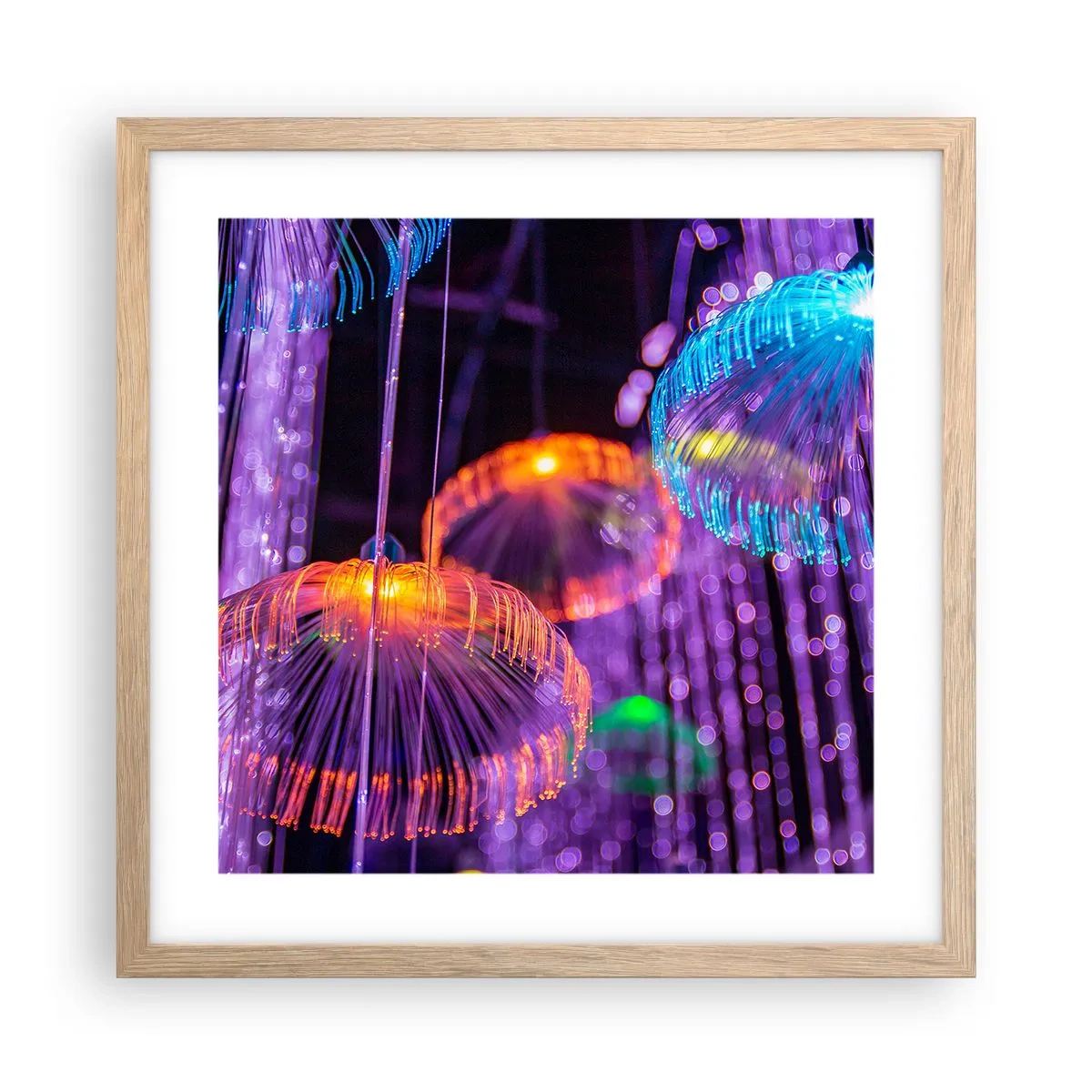 Plagát v ráme zo svetlého duba - Svetelná fontána - 40x40 cm