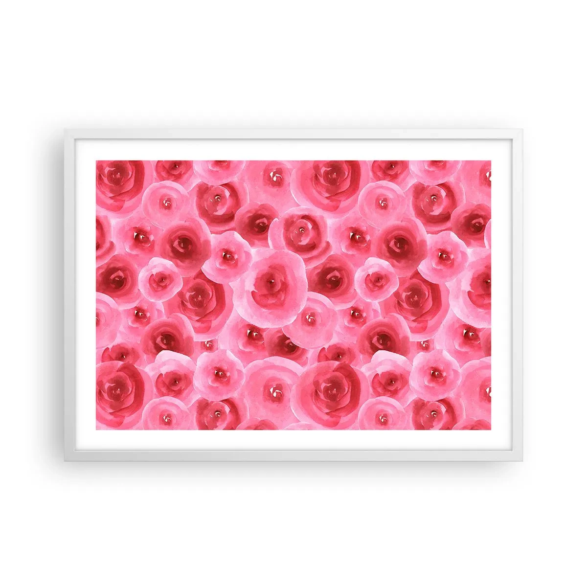 Plagát v bielom ráme - Ruže dole aj hore - 70x50 cm