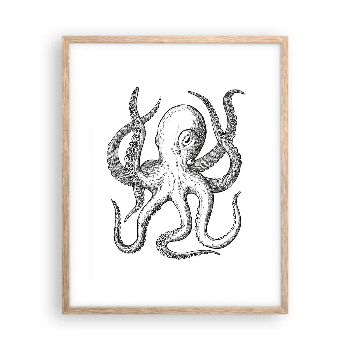 Plagát v ráme zo svetlého duba - Tancujúca s vlnami - 40x50 cm