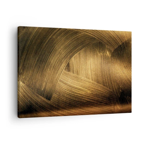 Obraz na plátne - Zlaté abstraktné ťahy štetcom - 70x50cm - V zlatom labyrinte - Moderná nástenná dekorácia do obývacej izby a spálne ARTTOR