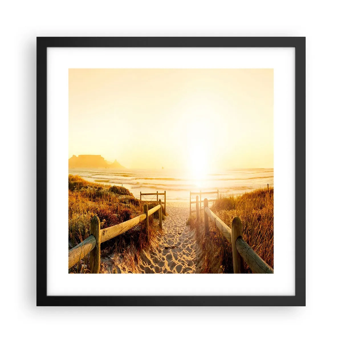 Plagát v čiernom ráme - Dunami smerom k slnku - 40x40 cm