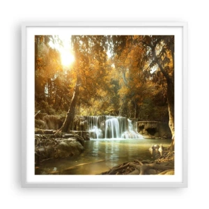 Plagát v bielom ráme - Parkový vodopád - 60x60 cm