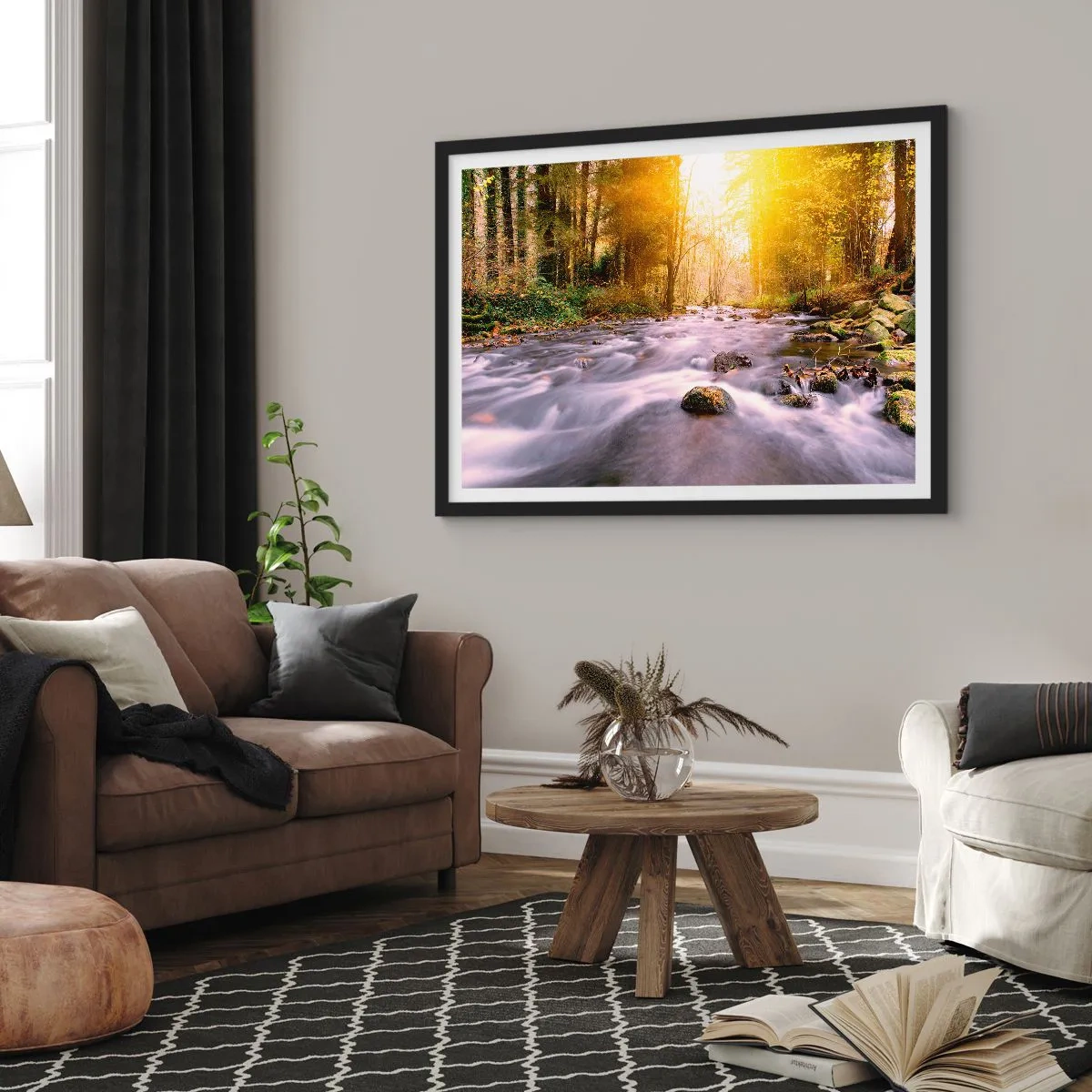 Plagát v čiernom ráme - Malachit v strieborno-zlatej podobe - 100x70 cm