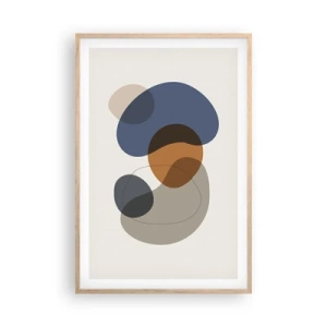 Plagát v ráme zo svetlého duba - Kvapky farieb - 61x91 cm