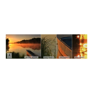 Vzorka fototapety Premium Sand - Východ slnka pri vode ako povrch zrkadla - Krajina, Jazero, ráno - 100x30 cm