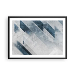 Plagát v čiernom ráme - Priestorová kompozícia – pohyb šedej - 70x50 cm