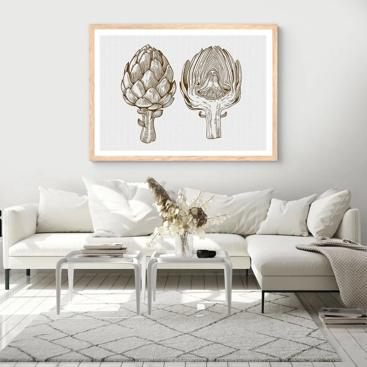 Plagát v ráme zo svetlého duba - Hodiny anatómie - 70x50 cm