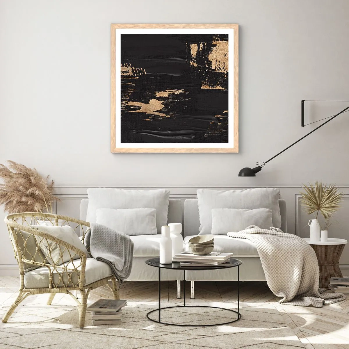 Plagát v ráme zo svetlého duba - Stopa dotyku - 60x60 cm