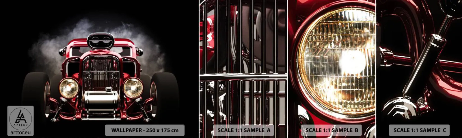 Vzorka samolepiacej fototapety Deluxe Sticker - Rýchly a zbesilo krásny - Automobilový priemysel, Auto, Šport - 100x30 cm