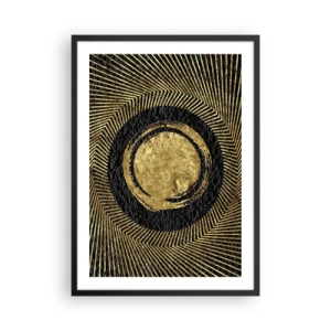 Plagát v čiernom ráme - Zlatá geometrická abstrakcia na čiernom pozadí - 50x70cm - Glamour - Moderná nástenná dekorácia do obývacej izby a spálne ARTTOR
