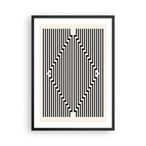 Plagát v čiernom ráme - Čiernobiele čiary vytvárajúce optickú ilúziu - 50x70cm - Geometrická ilúzia - Moderná nástenná dekorácia do obývacej izby a spálne ARTTOR
