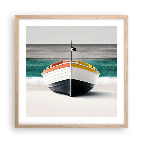 Plagát v ráme zo svetlého duba - Na správnom mieste - 50x50 cm