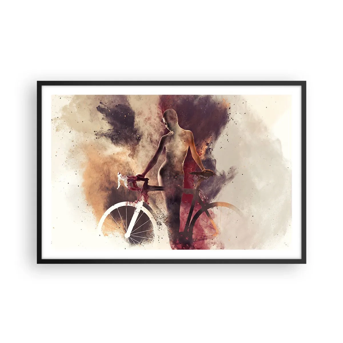 Plagát v čiernom ráme - Cyklistická duša v mramorových tvaroch - 91x61 cm