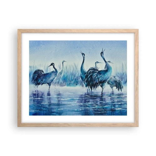 Plagát v ráme zo svetlého duba - Ranné stretnutie - 50x40 cm