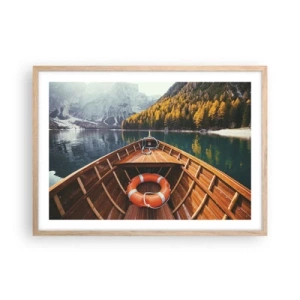 Plagát v ráme zo svetlého duba - Horská túra - 70x50 cm