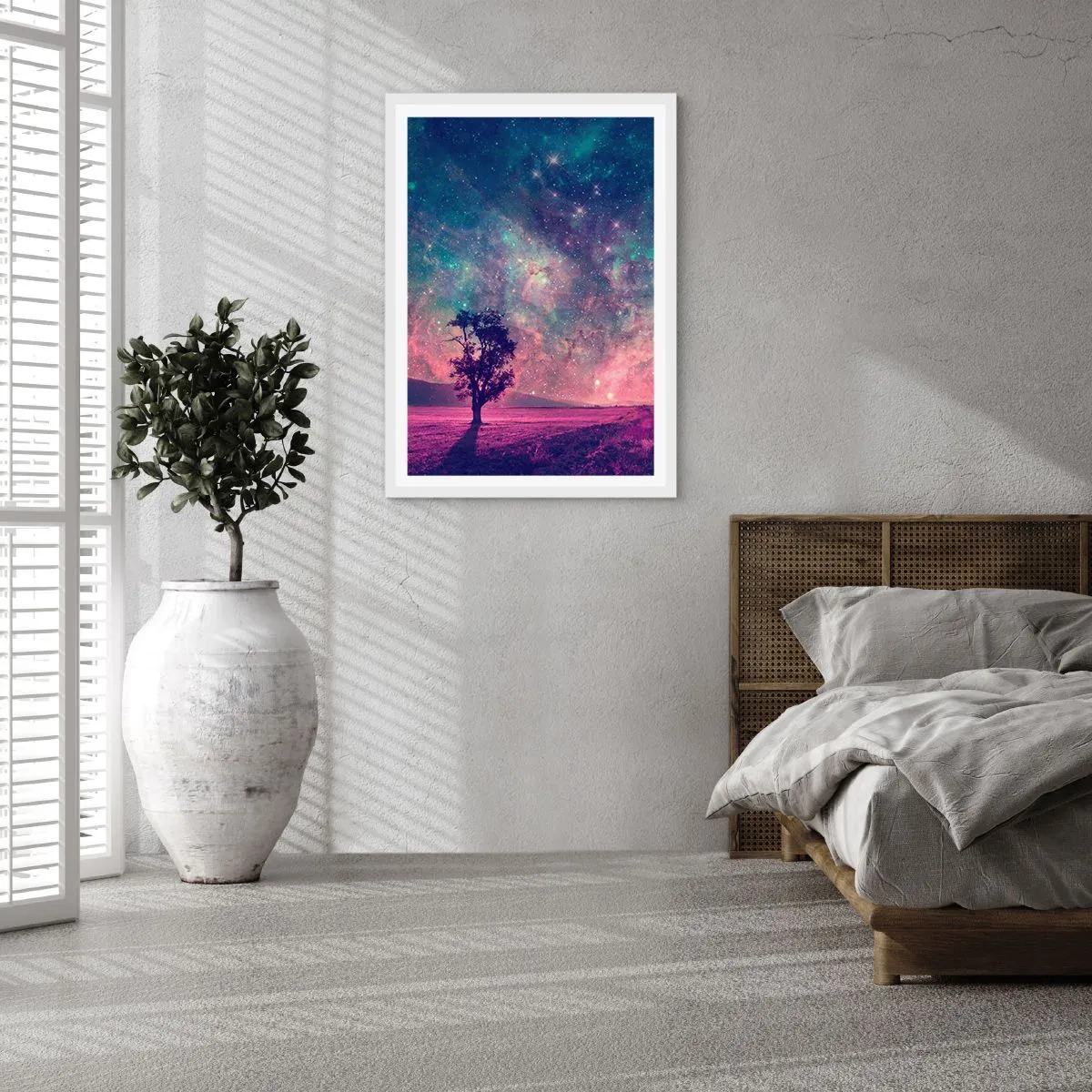 Plagát v bielom ráme - Pod magickou oblohou - 40x50 cm