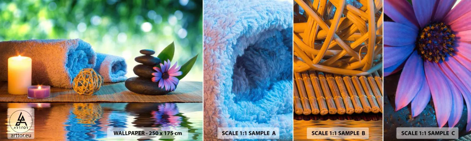 Vzorka Fototapeta Standard Eco - Čas pre telo - Kúpele, Sviečka, Kultúra Japonska - 100x30 cm