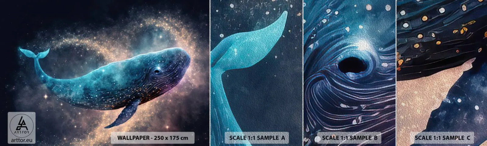 Vzorka fototapety Premium Sand - Existuje taký svet… - Veľryba, Mágia, Fantastický - 100x30 cm