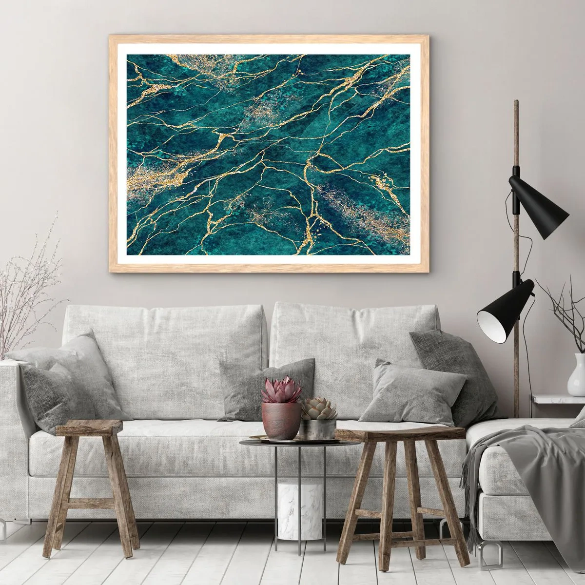 Plagát v ráme zo svetlého duba - Zlatá žila - 100x70 cm