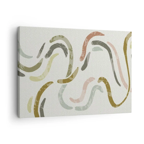 Obraz na plátne - Abstraktné oblúky v pastelových farbách - 70x50cm - Radostný tanec abstrakcie - Moderná nástenná dekorácia do obývacej izby a spálne ARTTOR
