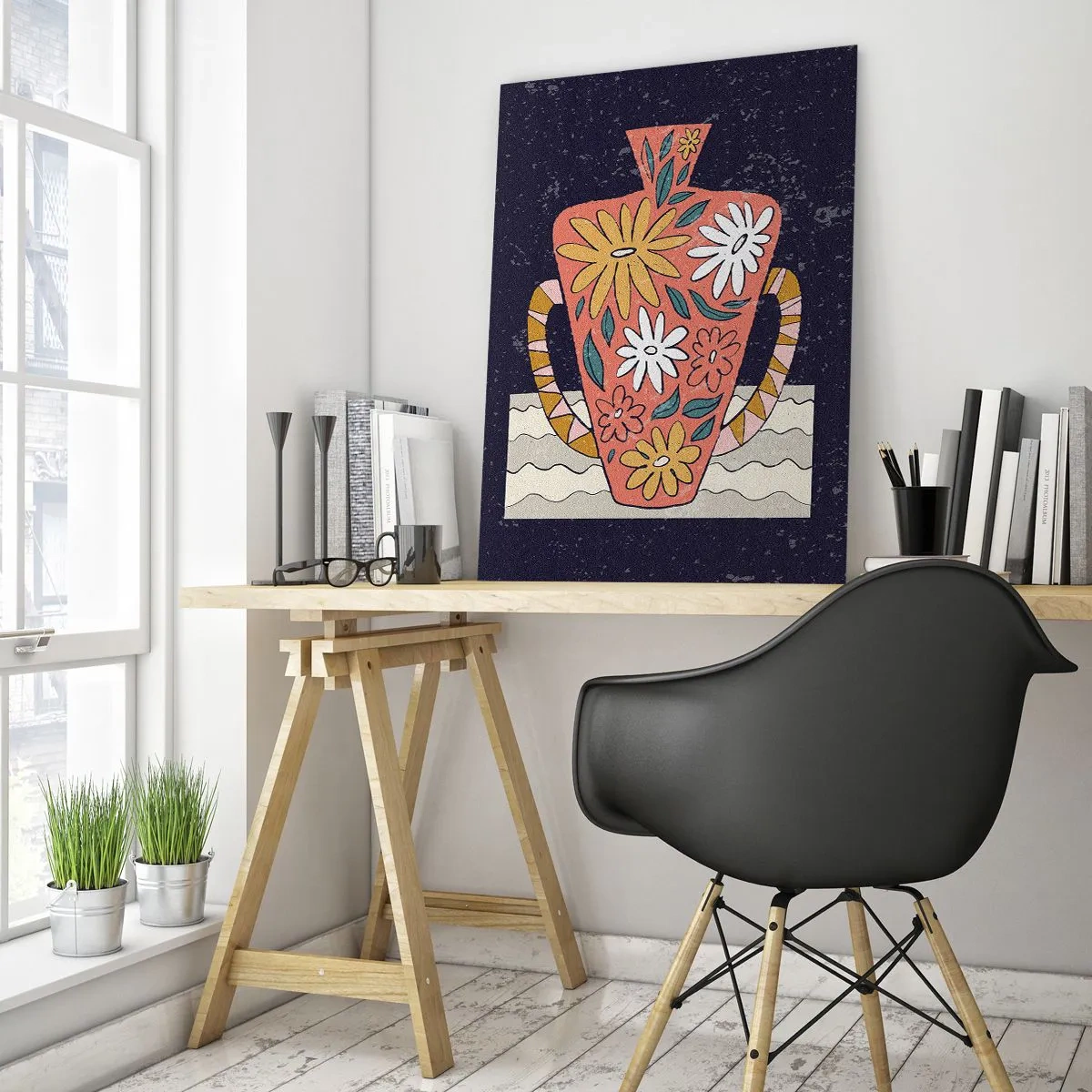 Obraz na skle - Maľovaný džbán - 50x70 cm