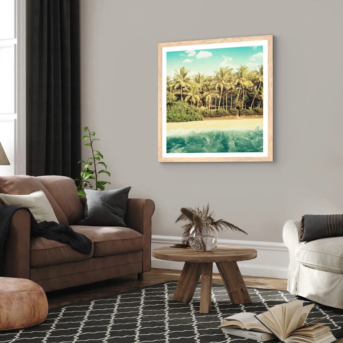 Plagát v ráme zo svetlého duba - Čo napríklad tu? - 60x60 cm