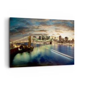 Obraz na plátne - Žiarivý večer nad Manhattanom - 100x70 cm