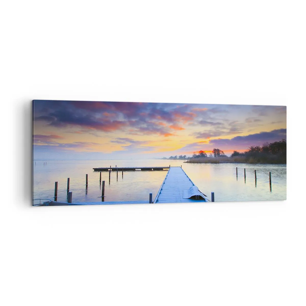 Obraz na plátne - Fialovo-zlatý pokoj - 140x50 cm