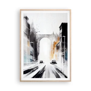 Plagát v ráme zo svetlého duba - Štúdia mesta: architektúra a pohyb - 70x100 cm