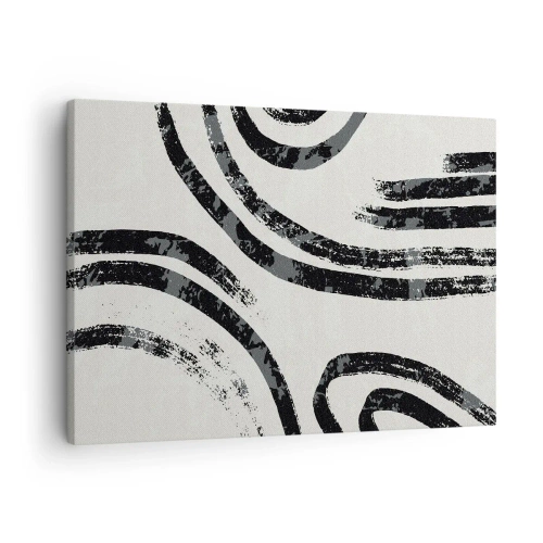 Obraz na plátne - Čiernobiele abstraktné čiary na svetlom pozadí - 70x50cm - Napoly zastavený - Moderná nástenná dekorácia do obývacej izby a spálne ARTTOR