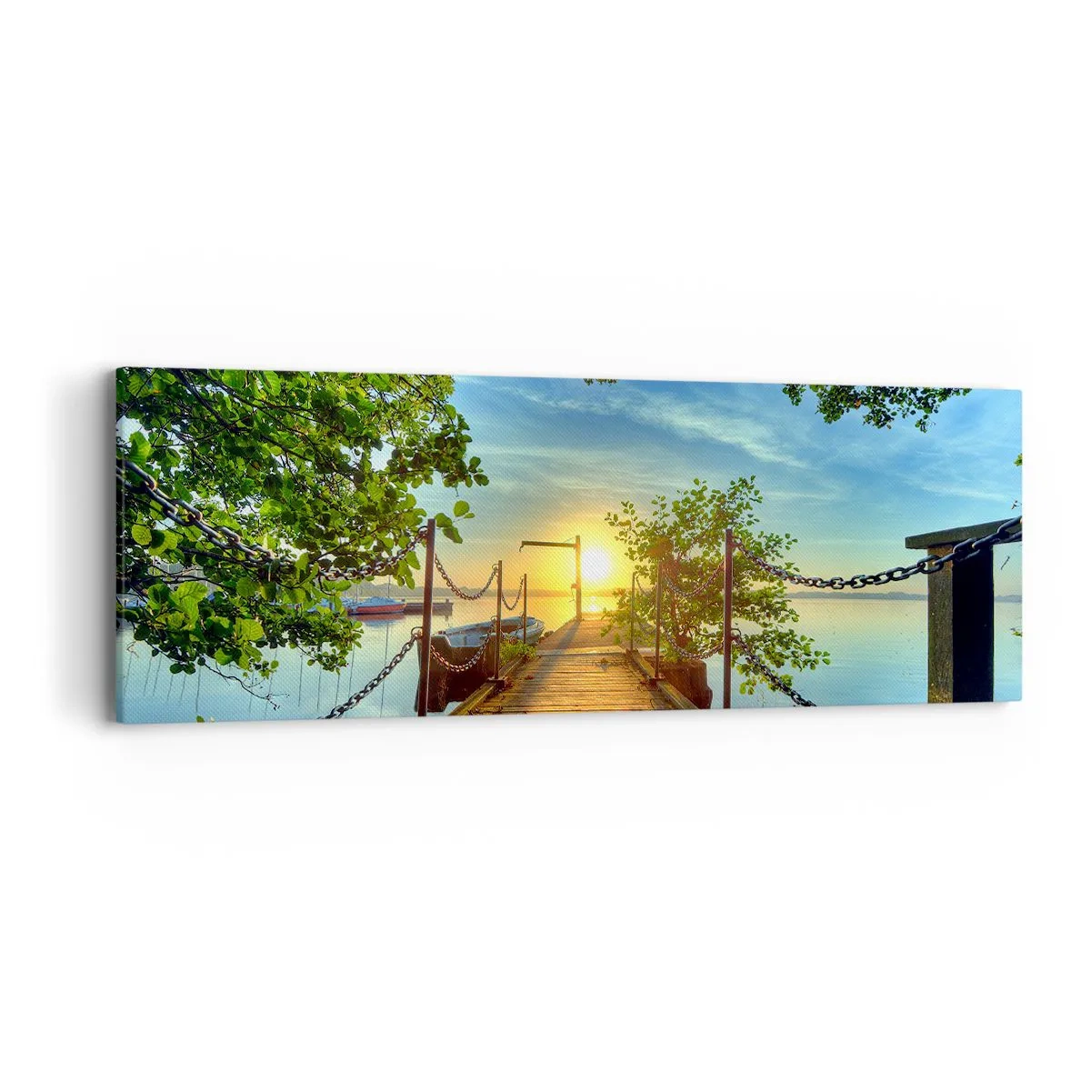 Obraz na plátne - Západ pri vode - 90x30 cm