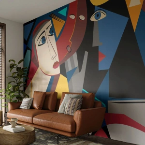 Fototapeta Premium Canvas - Konverzácia kubistov - Ľudia, kubizmus, Portrét - 300x210 cm