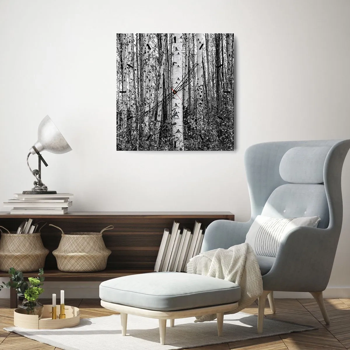 Nástenné hodiny - Brezová kolonáda - 30x30 cm