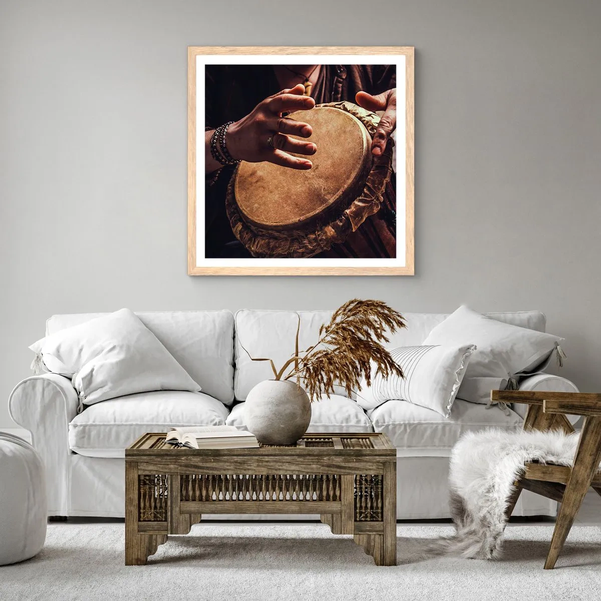 Plagát v ráme zo svetlého duba - V rytme srdca - 50x50 cm