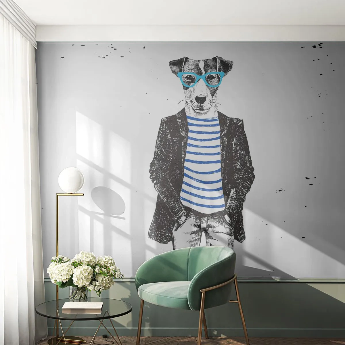 Fototapeta Premium Canvas - Maxipes - Abstrakcia, Muž, pes - 300x210 cm