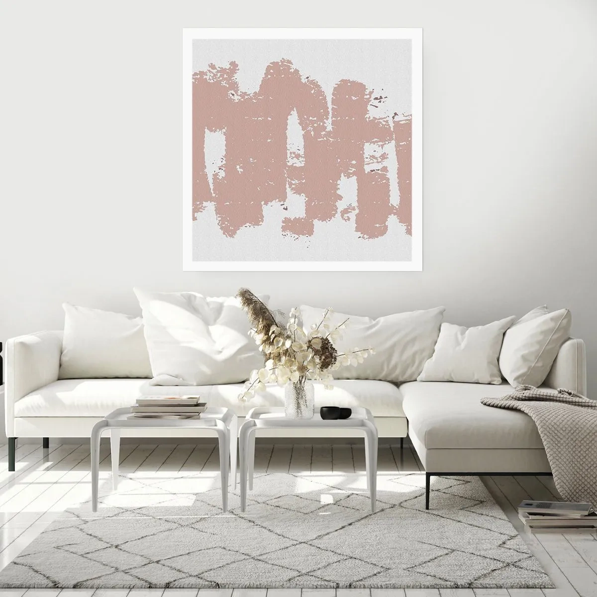 Plagát - Abstrakcia v jemnej ružovej - 50x50 cm