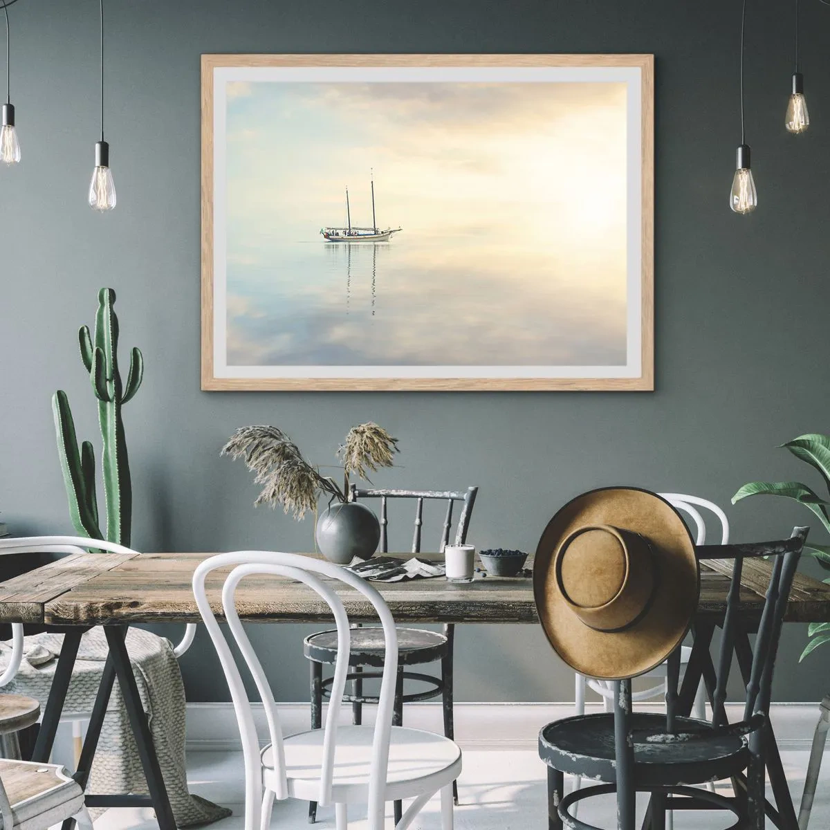 Plagát v ráme zo svetlého duba - V mori ticha - 50x40 cm