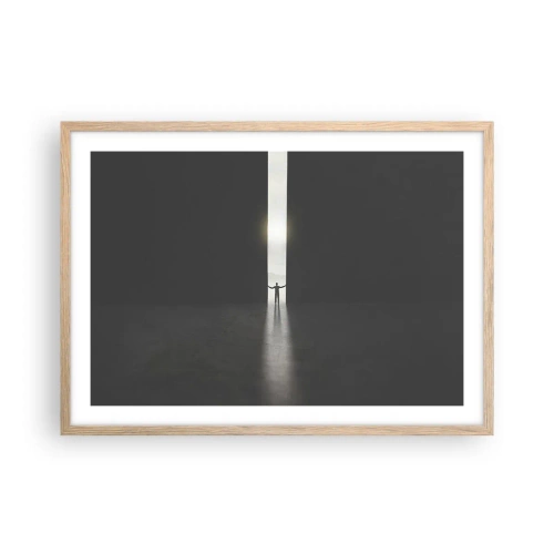 Plagát v ráme zo svetlého duba - Krok k svetlej budúcnosti - 70x50 cm