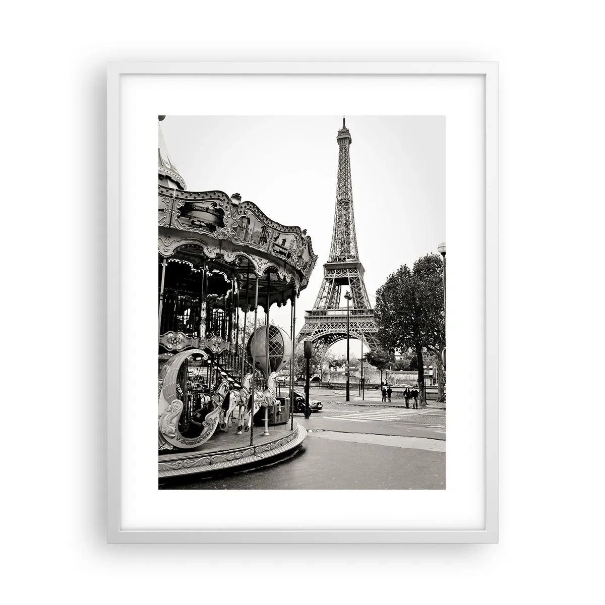 Plagát v bielom ráme - Ak zábava, tak len v Paríži - 40x50 cm