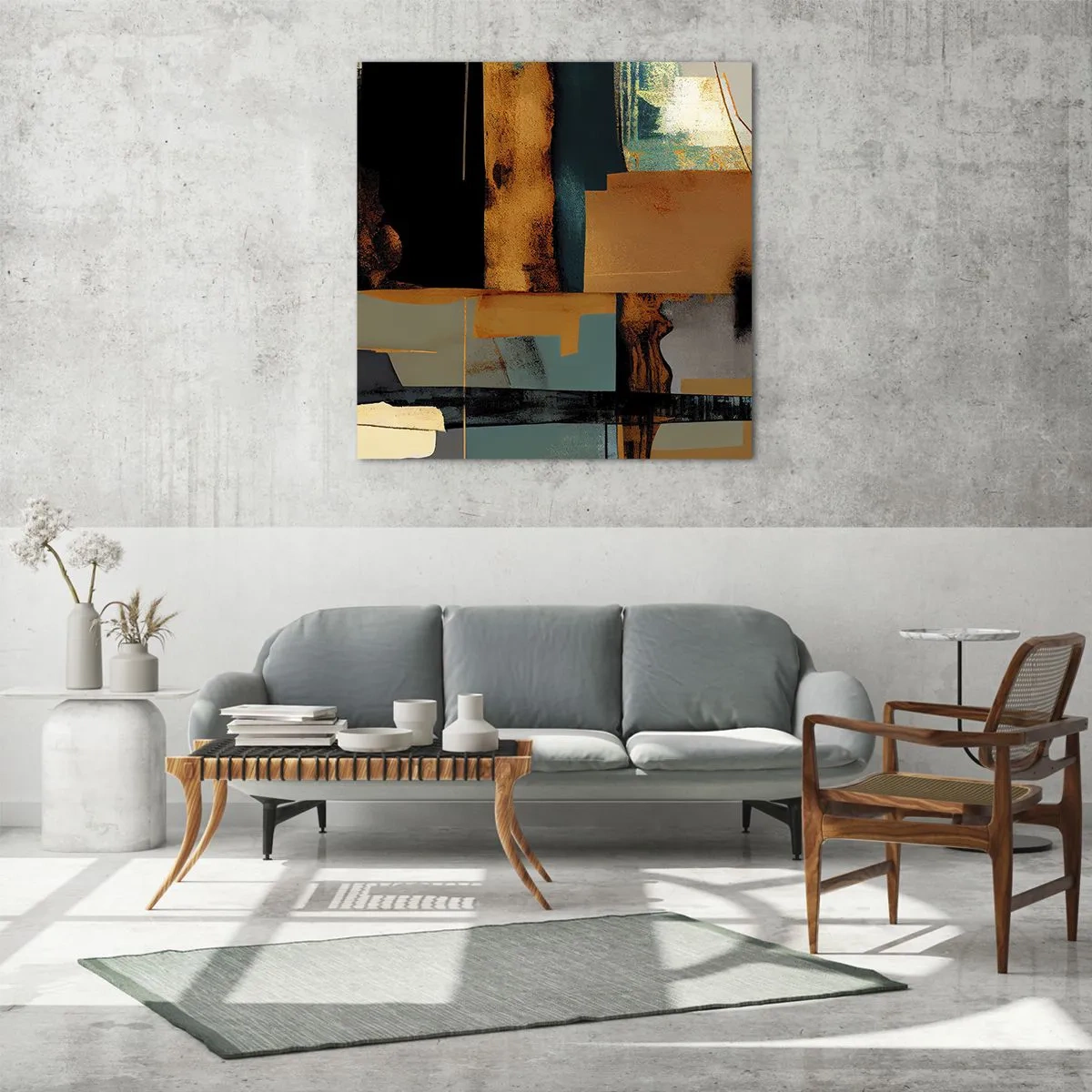 Obraz na skle - Abstrakcia – svetlo a tieň - 50x50 cm