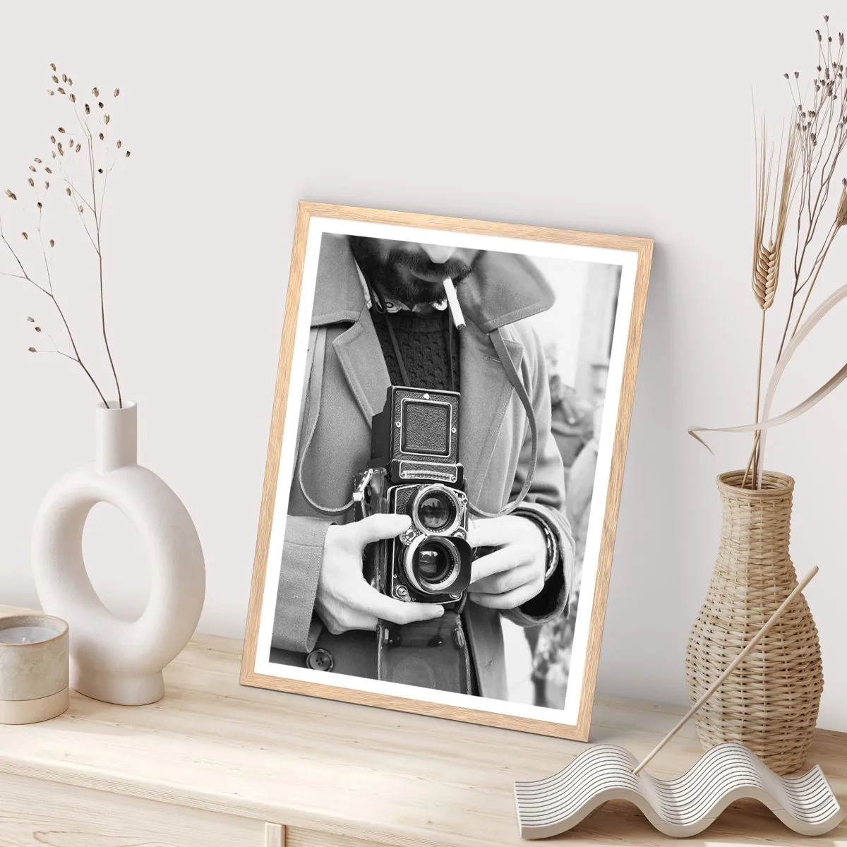 Plagát v ráme zo svetlého duba - V retro štýle - 40x50 cm