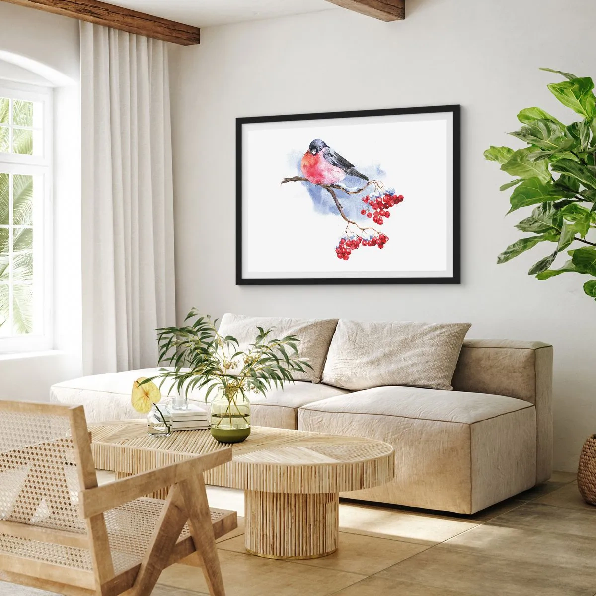 Plagát v čiernom ráme - Farebná zima - 70x50 cm