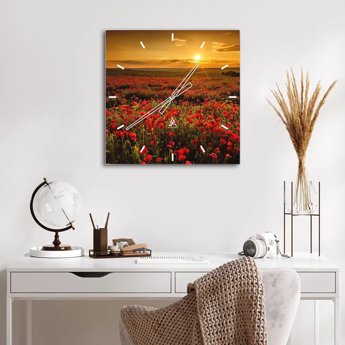 Nástenné hodiny - Medzi vlnami šumiacich lúk, medzi záplavou kvetov - 40x40 cm